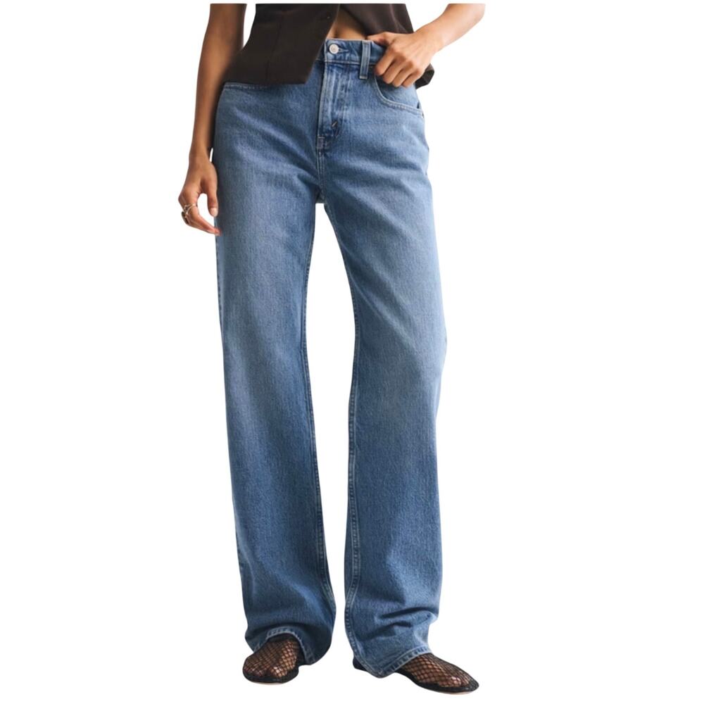 Abercrombie & Fitch High Rise 90's Relaxed Jeans, Medium Wash, Women's 37, NWT